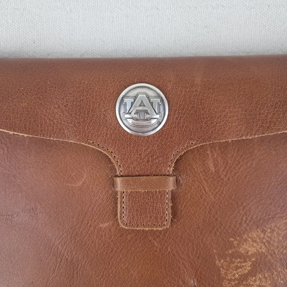 Auburn Tigers Brown Leather Journal Notebook AU Logo Silver Emblem NCAA Fan Gear